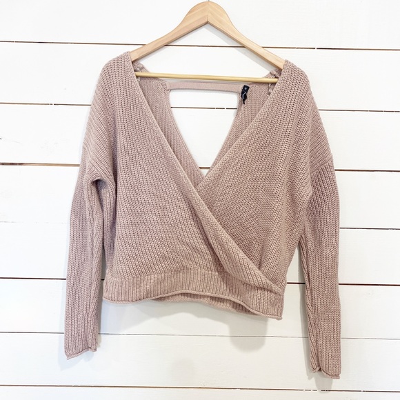moon & madison Sweaters - Blush Open Back Sweater